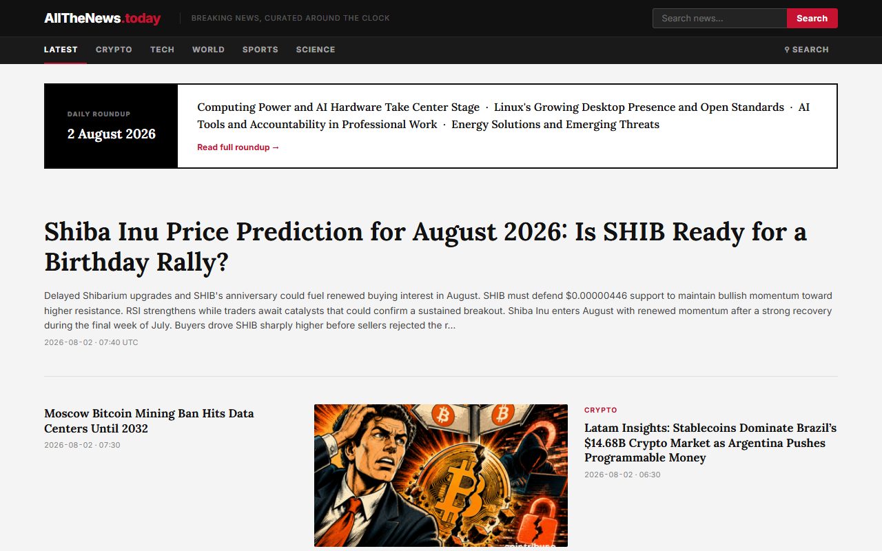 Screenshot of AllTheNews.today