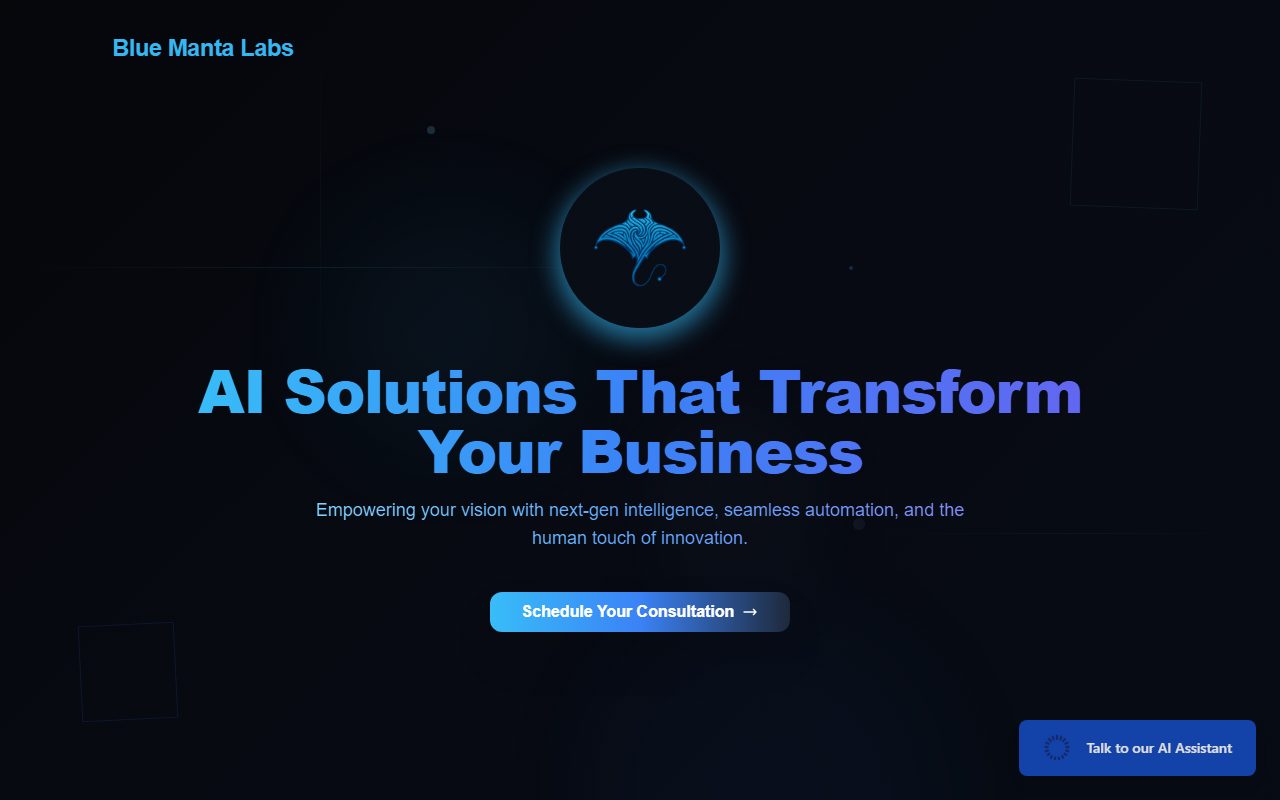 Screenshot of Blue Manta Labs