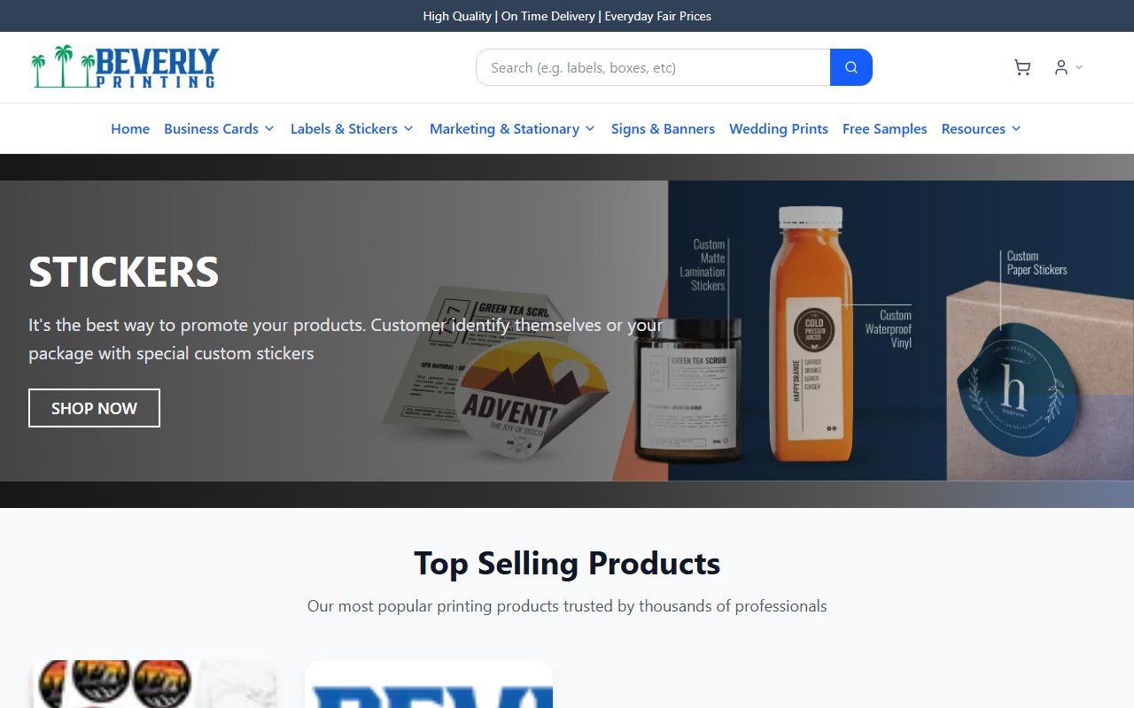 Screenshot of Beverly Printing